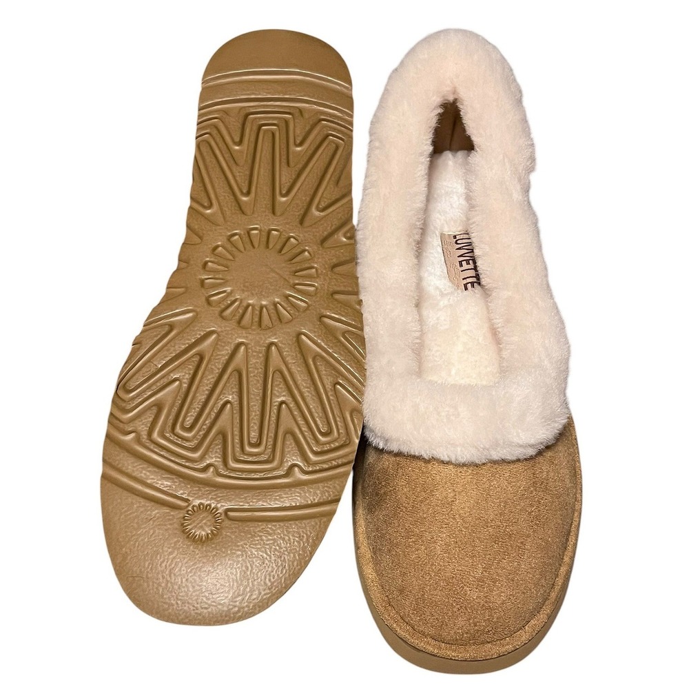 La Rosa Brown Suede Faux Fur Lined Slippers KF1104-1 Size 41 NEW‎ - Picture 12 of 16